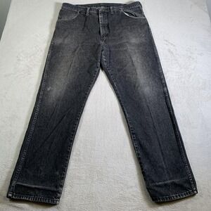Vintage Rustler Jeans Mens 38X32 Black Gray Denim Relaxed Fit Made USA‎ 90s